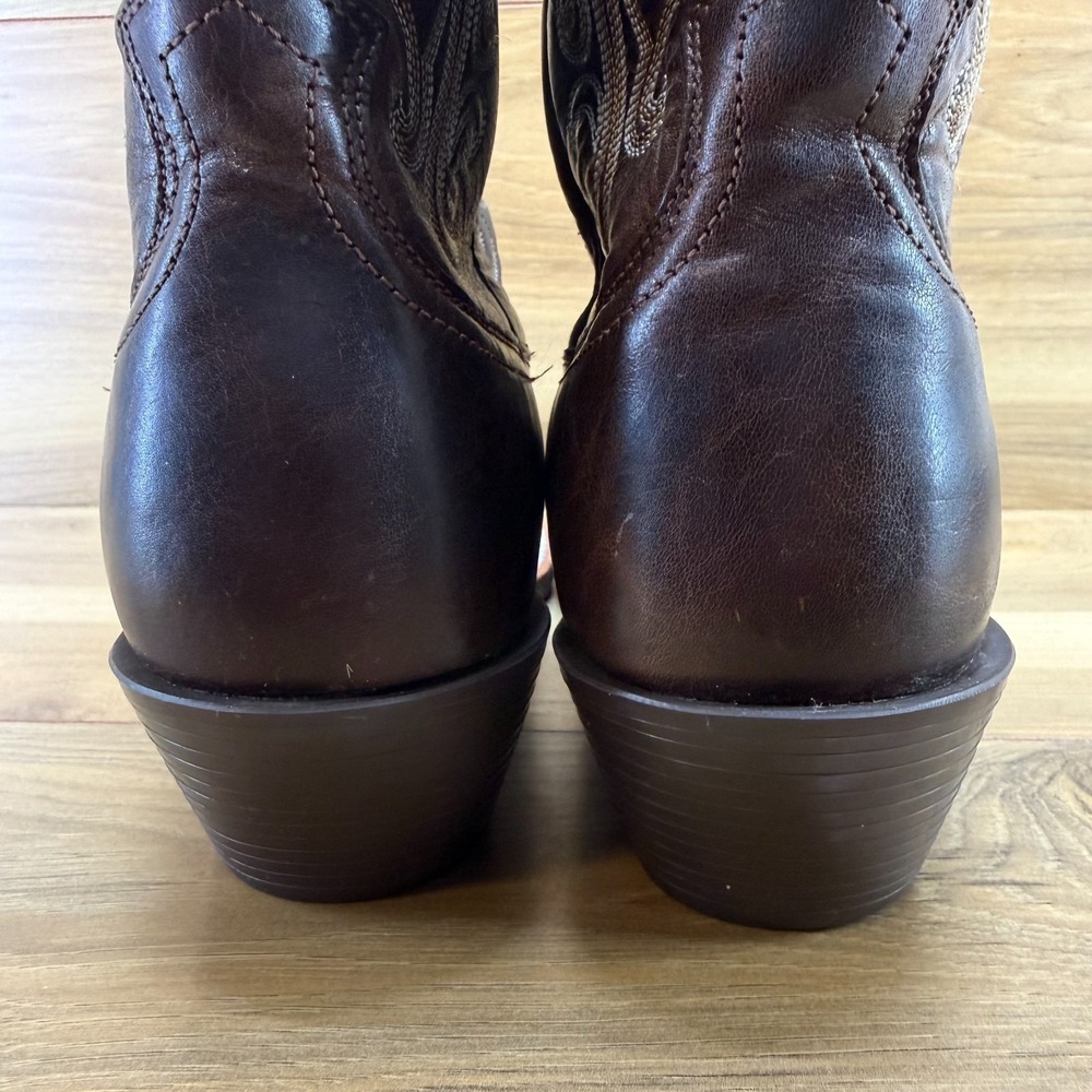 Ariat Brown Embroidered Leather Western Ankle Boots - Picture 7 of 12